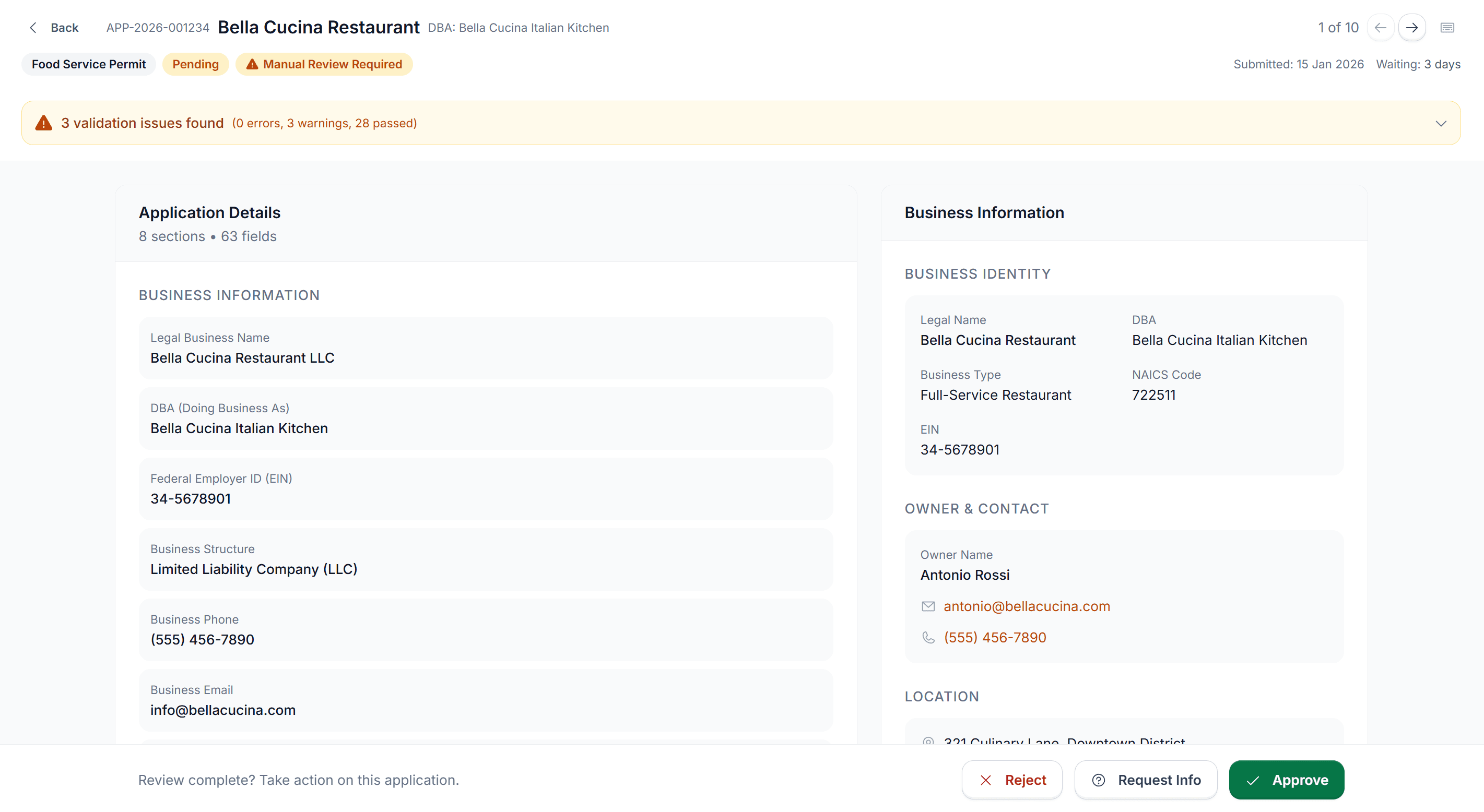 License Regulator applications queue with Auto-Check column and review panel